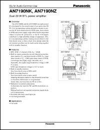 AN7190NK datasheet: Dual 20W BTL power amplifier AN7190NK