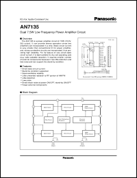 AN7135 datasheet: Dual 7.5W Low Frequency Power Amplifier Circuit AN7135