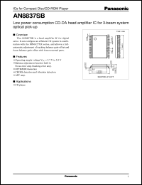 AN8837SB datasheet: Low power consumption CD-DA head amplifier IC for 3-beam system AN8837SB