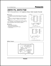 AN7017SB datasheet: FM/TV Front-end ICs for 1.5V Headphone Stereo, Radio Cassette Recorder AN7017SB