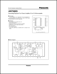 AN7086S datasheet: Recording/Playback Pre-/Power Amplifier IC for 3V Microcassette AN7086S
