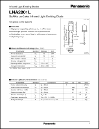 LNA2801L datasheet: GaAlAs on GaAs Infrared Light Emitting Diode LNA2801L