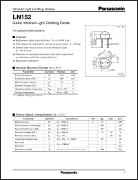 LN152 datasheet: GaAs Infrared Light Emitting Diodes LN152