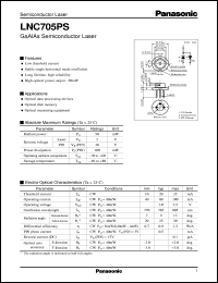 LNC705PS datasheet: GaAlAs Semiconductor Laser LNC705PS