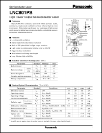 LNC801PS datasheet: High Power Output Semiconductor Laser LNC801PS