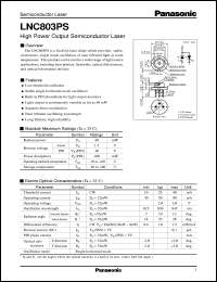 LNC803PS datasheet: High Power Output Semiconductor Laser LNC803PS