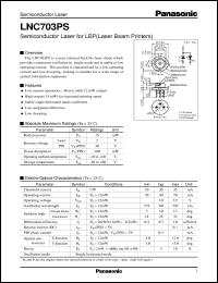 LNC703PS datasheet: Semiconductor Laser for LBP(Laser Beam Printers) LNC703PS