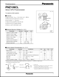 PNZ109CL datasheet: Silicon NPN Phototransistors PNZ109CL