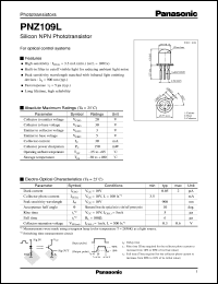 PNZ109L datasheet: Silicon NPN Phototransistors PNZ109L