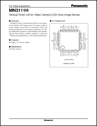 MN3111H datasheet: Vertical Driver LSI for Video Camera CCD Area Image Sensor MN3111H