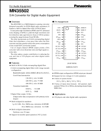 MN35502 datasheet: D/A Converter for Digital Audio Equipment MN35502