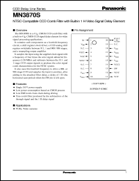 MN3870S datasheet: NTSC-Compatible CCD Comb Filter with Built-in 1H Video Signal Delay Element MN3870S