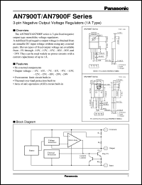 AN7905T datasheet: 3-pin Negative Output Voltage Regulators (1A Type) AN7905T