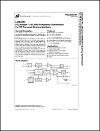 LMX2305WG-MPR datasheet:  PLLatinum Frequency Synthesizer for RF Personal Communications LMX2305WG-MPR