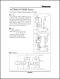 AN7805F datasheet: 3-pin Positive Output Voltage Regulator (1A Type) AN7805F