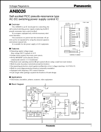 AN8026 datasheet: Self-excited RCC pseudo-resonance type AC-DC switching power supply control IC AN8026