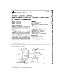 LMX2331LTM datasheet: 2.0 GHz/510 MHz PLLatinum Low Power Dual Frequency Synthesizer for RF Personal Communications LMX2331LTM