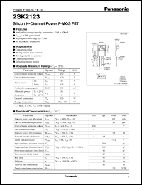 2SK2123 datasheet: Silicon N-Channel Power F-MOS FET 2SK2123