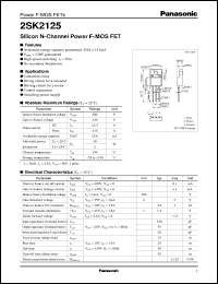 2SK2125 datasheet: Silicon N-Channel Power F-MOS FET 2SK2125