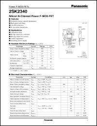 2SK2340 datasheet: Silicon N-Channel Power F-MOS FET 2SK2340