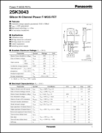 2SK3043 datasheet: Silicon N-Channel Power F-MOS FET 2SK3043