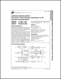 LMX2336TM datasheet: PLLatinum 1.1 GHz Dual Frequency Synthesizer for RF Personal Communications LMX2336TM