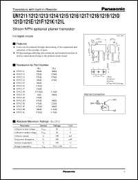 UNR121F datasheet: Silicon NPN epitaxial planer transistor with biult-in resistor UNR121F