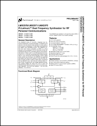 LMX2370SLB datasheet: 2.5 GHz/1.2 GHz PLLatinum Dual Frequency Synthesizer for RF Personal Communications [Preliminary] LMX2370SLB