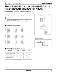 UNR421K datasheet: Silicon NPN epitaxial planer transistor with biult-in resistor UNR421K
