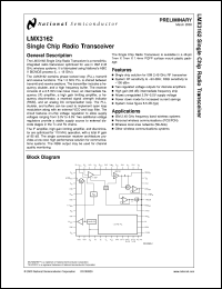 LMX3162VBH datasheet: Single Chip Radio Transceiver LMX3162VBH