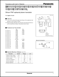 UNR1110 datasheet: Silicon PNP epitaxial planer transistor with biult-in resistor UNR1110