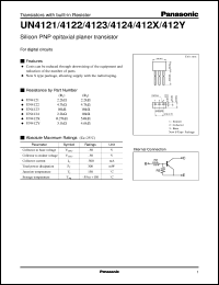 UNR412Y datasheet: Silicon PNP epitaxial planer transistor with biult-in resistor UNR412Y