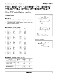 UNR5116 datasheet: Silicon PNP epitaxial planer transistor with biult-in resistor UNR5116