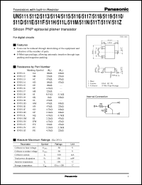 UNR511M datasheet: Silicon PNP epitaxial planer transistor with biult-in resistor UNR511M