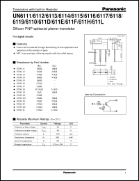UNR6114 datasheet: Silicon PNP epitaxial planer transistor with biult-in resistor UNR6114