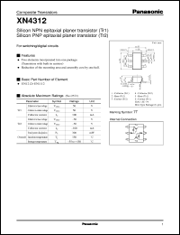 XN04312 datasheet: NPN epitaxial planer transistor (Tr1) PNP epitaxial planer transistor (Tr2) XN04312