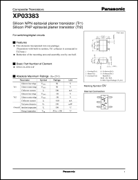 XP03383 datasheet: NPN epitaxial planer transistor (Tr1) PNP epitaxial planer transistor (Tr2) XP03383
