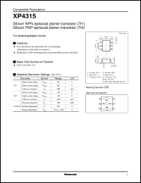 XP04315 datasheet: NPN epitaxial planer transistor (Tr1) PNP epitaxial planer transistor (Tr2) XP04315