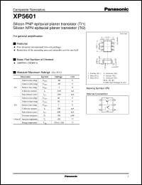 XP05601 datasheet: Silicon PNP epitaxial planer transistor (Tr1) Silicon NPN epitaxial planer transistor (Tr2) XP05601