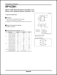 XP0C301 datasheet: Silicon PNP epitaxial planer transistor (Tr1) Silicon NPN epitaxial planer transistor (Tr2) XP0C301