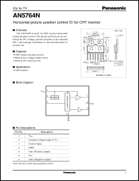 AN5764N datasheet: Horizontal picture position control IC for CRT monitor AN5764N