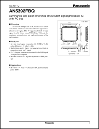 AN5392FBQ datasheet: Luminance and color difference drive/cutoff signal processor IC AN5392FBQ