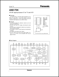 AN5170K datasheet: VIF/SIF Signal Processor IC for TV and VCR AN5170K