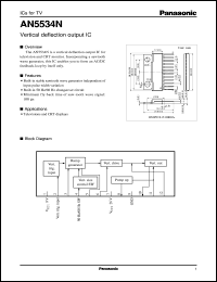 AN5534N datasheet: Vertical deflection output IC AN5534N