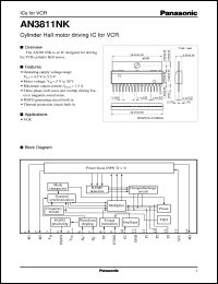 AN3811NK datasheet: Cylinder Hall motor driving IC for VCR AN3811NK