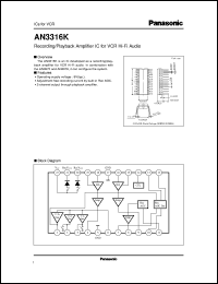 AN3316K datasheet: Recording/Playback Amplifier IC for VCR Hi-Fi Audio AN3316K