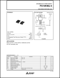 FS10KMJ-3 datasheet: 150V Nch power MOSFET for high speed switching FS10KMJ-3