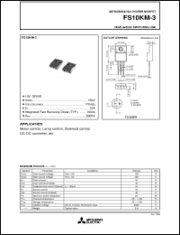 FS10KM-3 datasheet: 150V Nch power MOSFET for high speed switching FS10KM-3