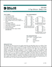 DS1000-20 datasheet: 5-Tap Silicon Delay Line DS1000-20
