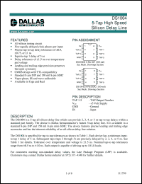 DS1004M-5 datasheet: 5-Tap High-Speed Silicon Delay Line DS1004M-5